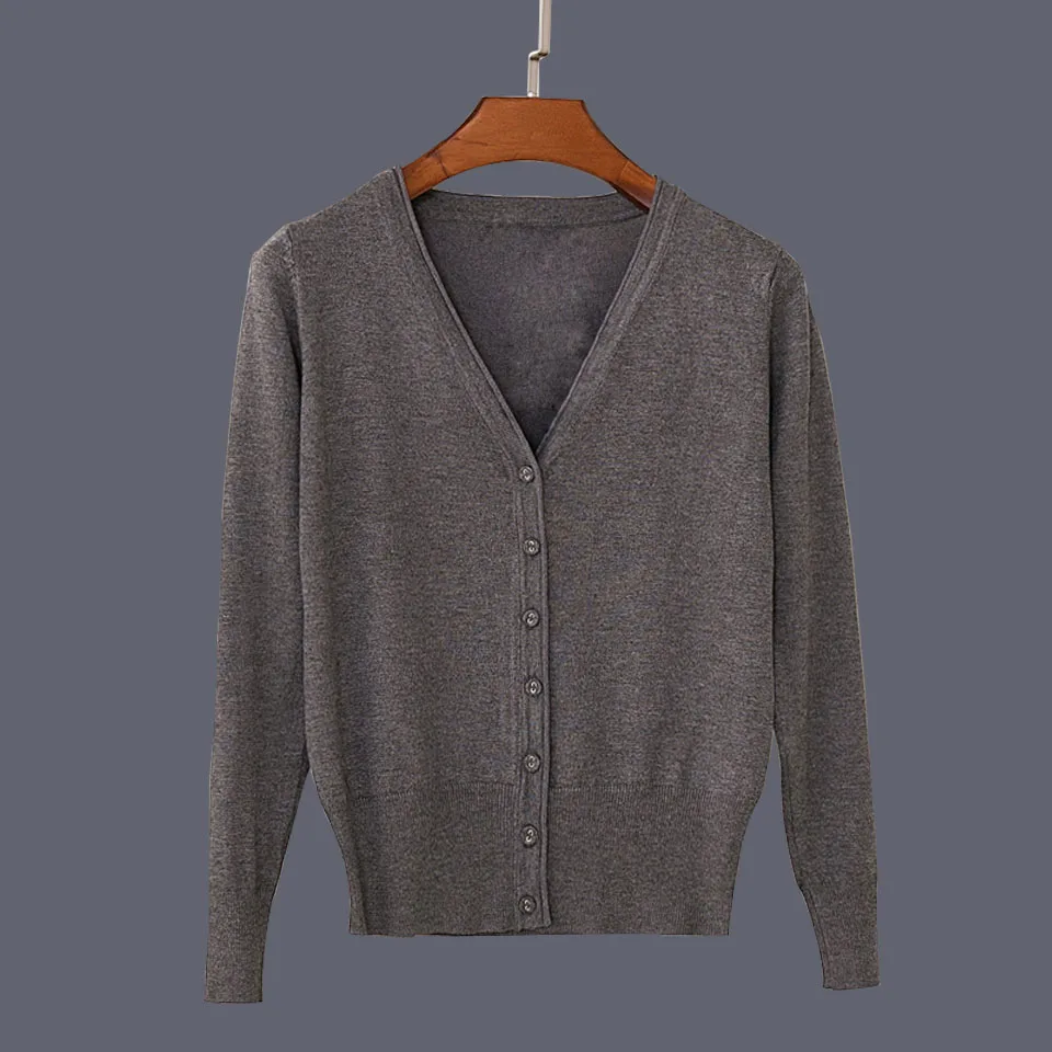 Women Knitted Cardigan Autumn Winter Shrug Ladies Jumper Long Sleeve V-Neck Sweater Solid Color Loose Plus Size 3XL-6XLCoat Tops |