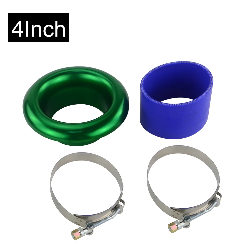 4 Inch Green " или 4" короткий ram/Холодный Воздушный компрессор/Впускной скорость стека/турбо Рог Комплект с силиконовым шлангом и SS304 зажим - Цвет: 4 Inch Green