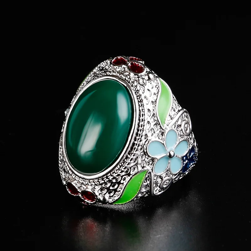 Горячая продажа 12*16 мм DIY Rodium покрытием красивый цветок эмаль модное кольцо