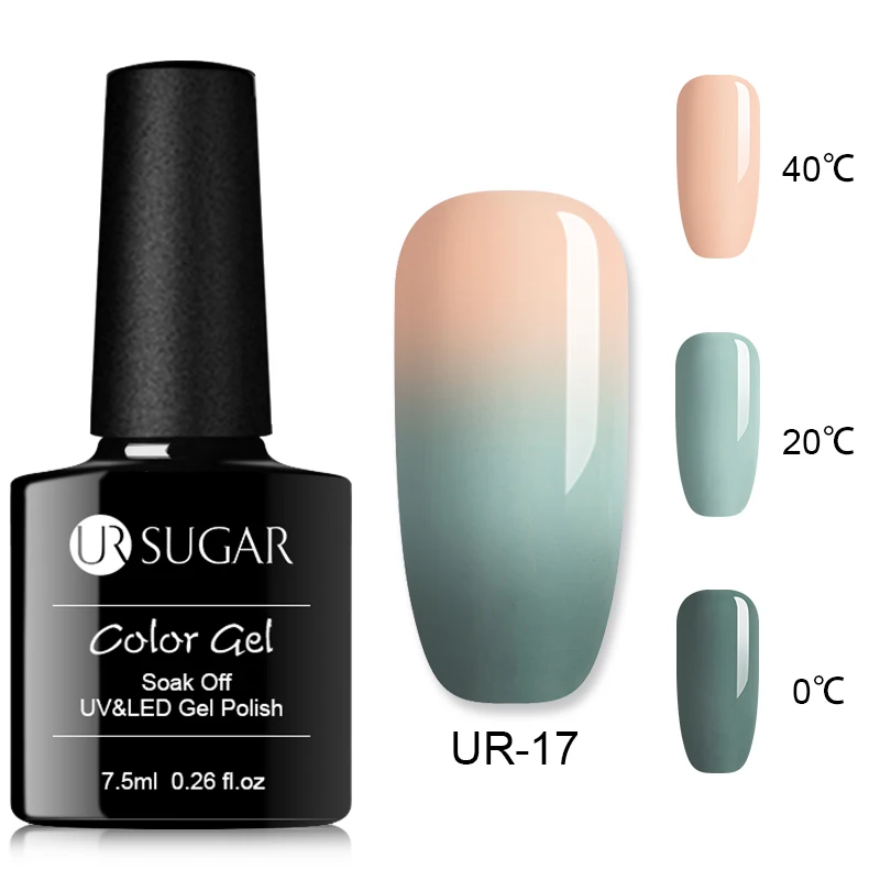 3 colors 17 Ur Sugar 7,5 мл голографический блеск, термо меняющий Цвет Гель-лак для ногтей, 3 цвета, выдерживающий температуру, УФ-Гель-лак для ногтей - Цвет: 3 colors 17