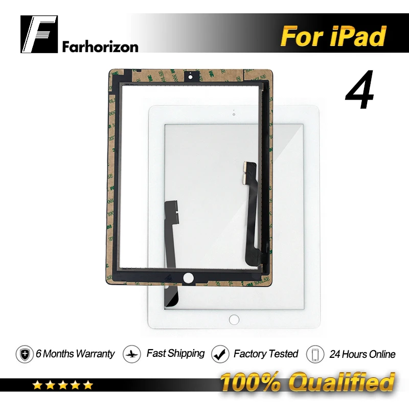 Replacement For iPad 4 Touch Screen Glass Display Digitizer Fix Cracked Front Panel &amp Free Shipping | Компьютеры и офис