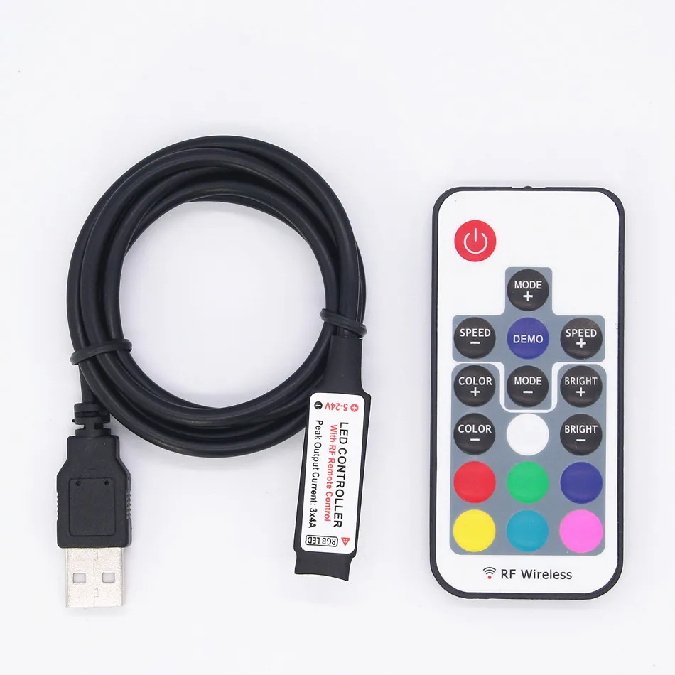 DC 5 в USB светодиодный RGB контроллер мини 17Key RF беспроводной пульт дистанционного