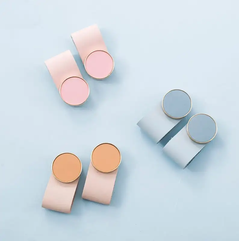 Ручка для шкафа из кожи и латуни 2 шт.|Ручки шкафа| |