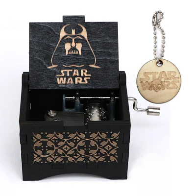 Star wars 1-Black Старинная резная деревянная музыкальная шкатулка Звездные войны Рождественский подарок на год подарок на день рождения украшение анонимичность - Цвет: Star wars 1-Black