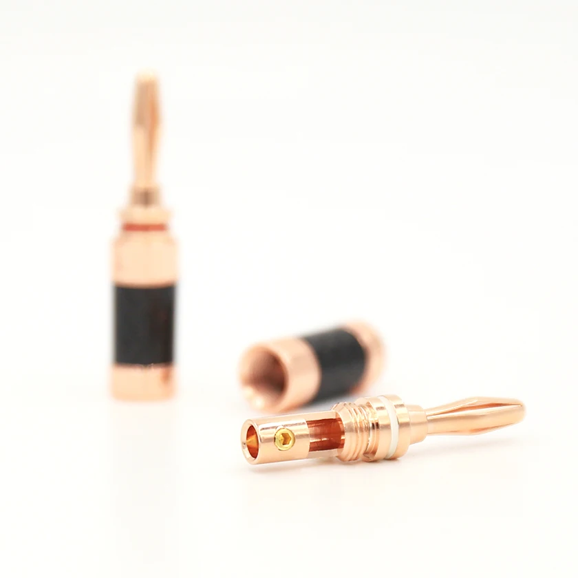 4pieces BA1435 Acrolink Carbon Fiber Series Rose Gold Plated Banana connector for speaker cable contact plug images - 6