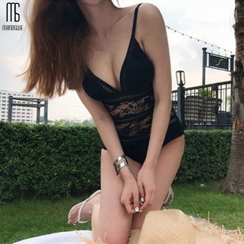Manoswe белый с вырезами Цельный купальник сексуальный высокая талия женский летний