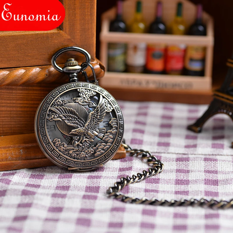 Новинка стимпанк Орел лицо эмблема США ретро кулон карманные механические часы с