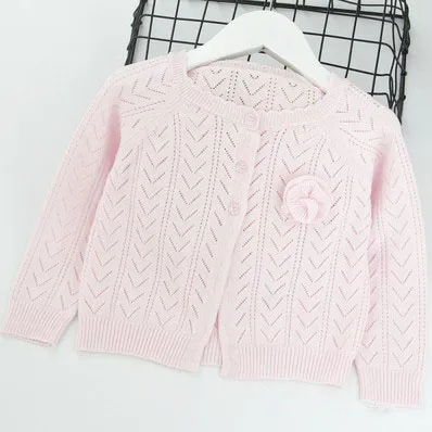 light pink Кардиган для маленьких девочек, свитера, тонкий хлопковый кардиган с длинными рукавами для девочек, весенне-летняя вязаная куртка, RT556 - Цвет: light pink