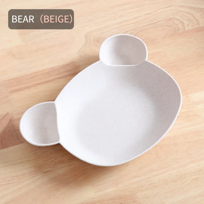 Beer Beige WORTHBUY Милая мультяшная детская тарелка для закусок, Экологичная пшеничная соломенная тарелка для сухих фруктов, детский пищевой контейнер, тарелка для ужина - Цвет: Beer Beige