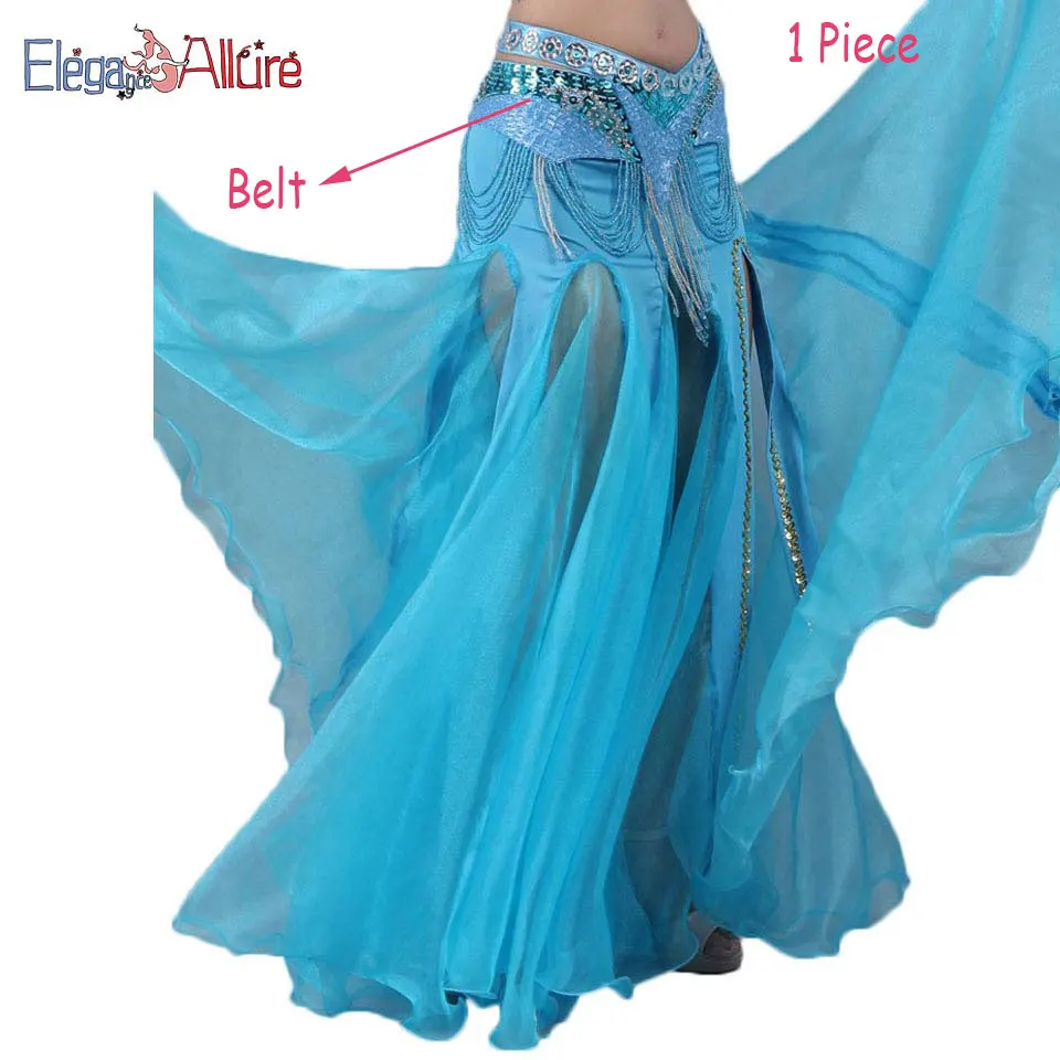 Blue Belt E&A, 2 шт., женский костюм для танца живота, комплект для выступлений, набор для танца живота, модный топ, пояс, ожерелье, браслет, юбка, Одежда для танцев - Цвет: Blue Belt