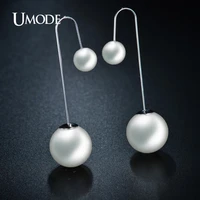 umode ultra big double simulated pearl earrings for women boucle doreille pendante jewelry white gold color bisuteria je0254b