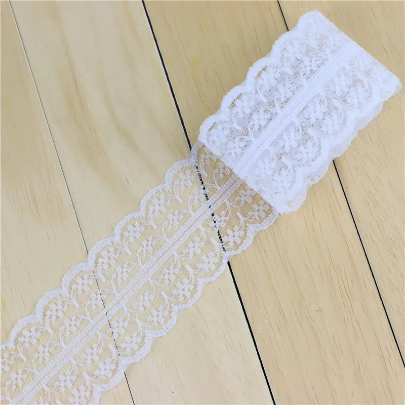 45 мм ширина Вязание вышитые кружева ленты декоративные 10 ярдов DIY отбеленный