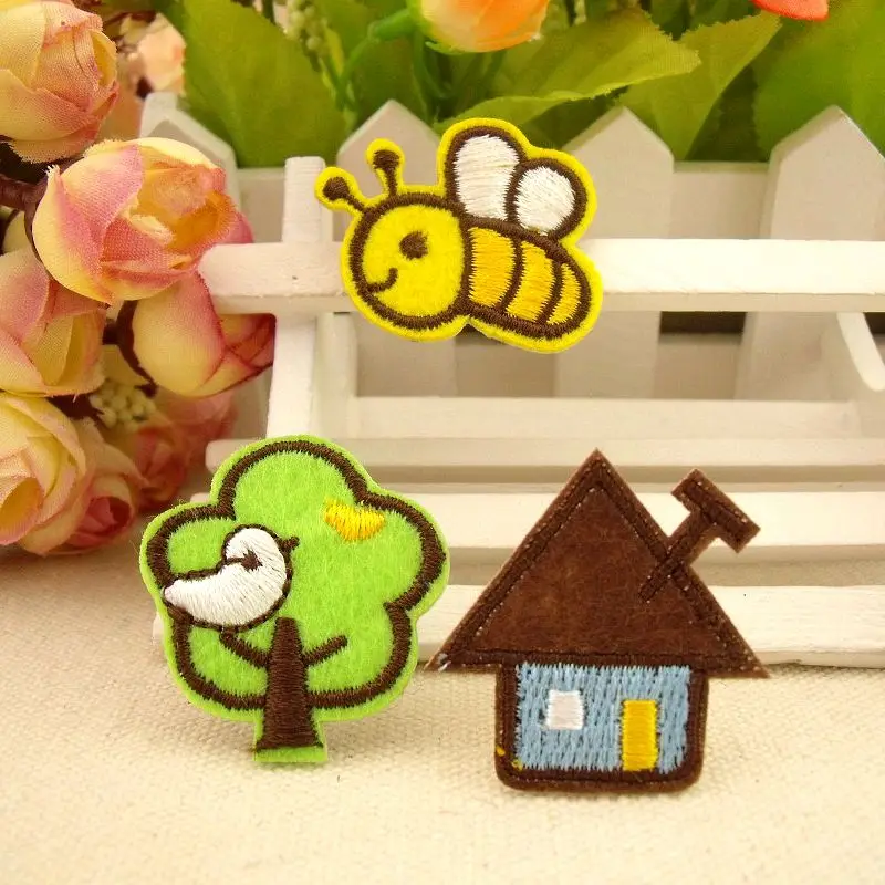 Клейкие Мультяшные термоклейкие нашивки для одежды аппликация в виде домика на