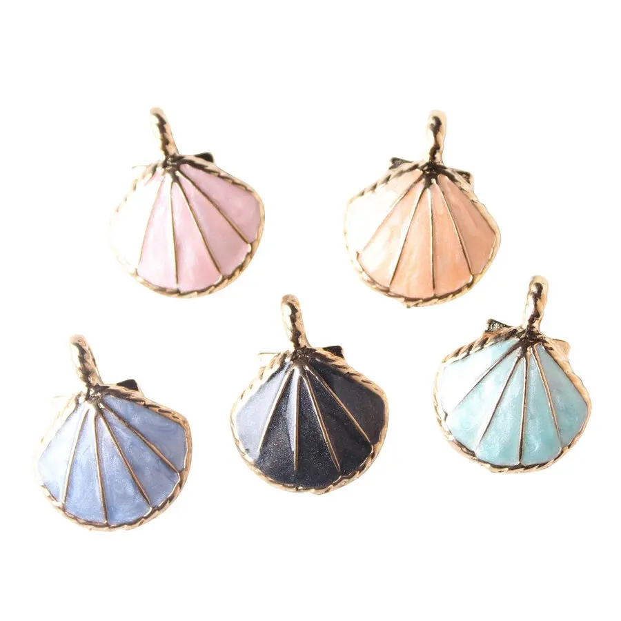 

Новинка! 60 шт блеск Подвески эмалевый сплав Kawaii Sea Shell капли масла металлический серьги, браслет, ожерелье, Подвески украшения DIY 20*26 мм