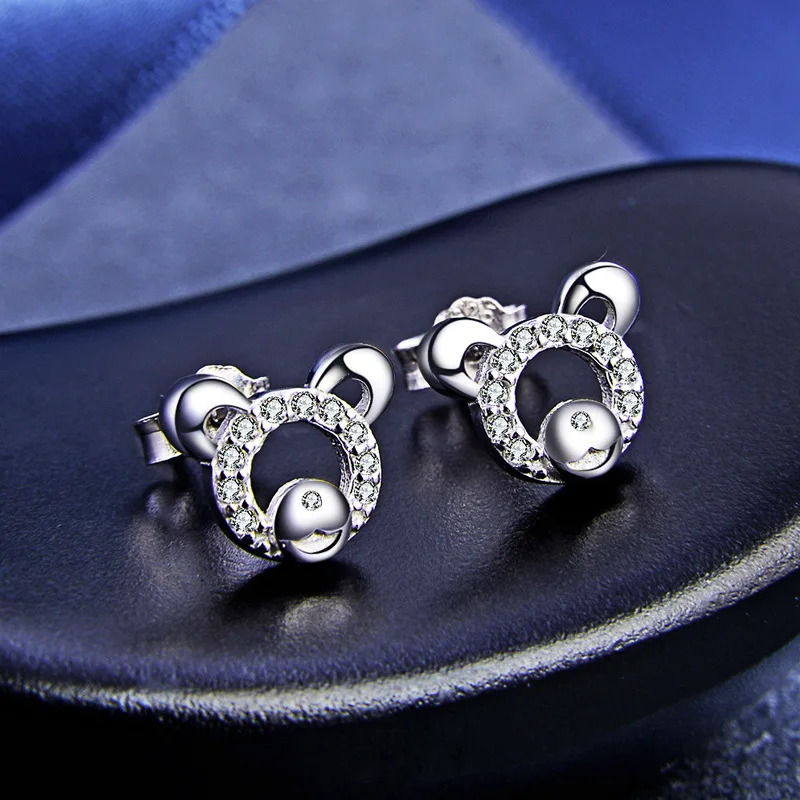 Женские серьги в виде мышей из настоящего стерлингового серебра 925 пробы