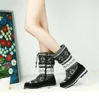 GOGCроссийские зимние ботинки известных брендов для женщин; Высококачественная теплая женская зимняя обувь с цветочным принтом; Женские зимние ботинки; Женская обувь; 9619