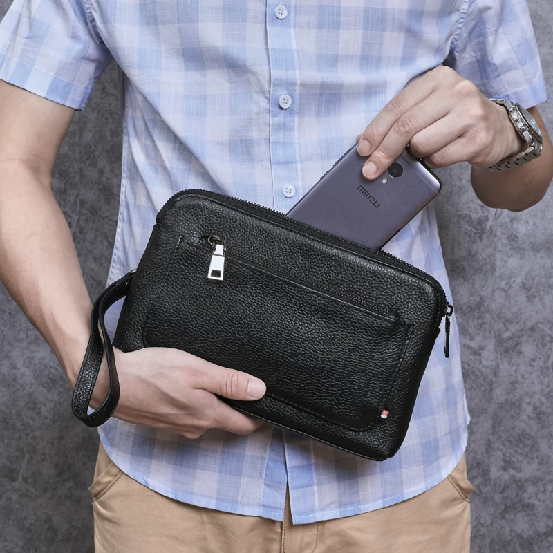 Сумка Wmnuo мужская из натуральной коровьей кожи клатч для мелочи модный бумажник