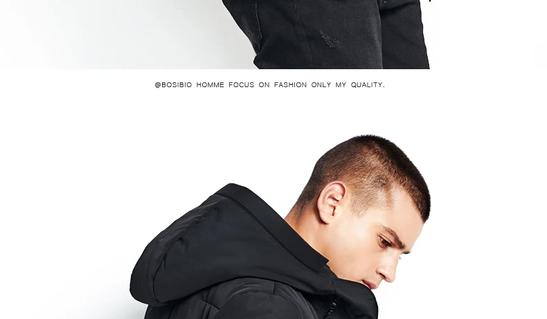 BOSIBIO зимние мужские парки, утепленное черное пальто на молнии, ветрозащитная Повседневная Верхняя одежда, теплая Модная куртка, Новое поступление 89818