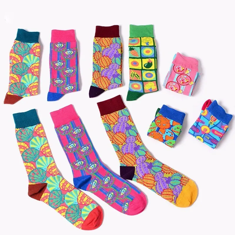 

PEONFLY European Tide Brand Happy funny Socks Shelley Chaos As Eye Colour Men cotton Personality