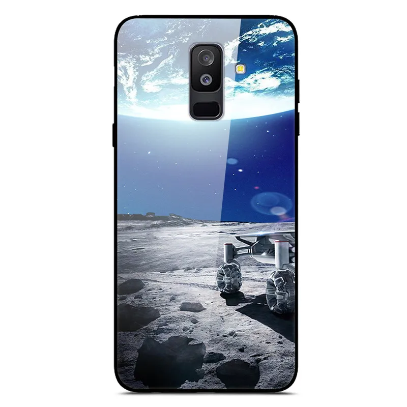 Для samsung Galaxy A6 Plus чехол из закаленного стекла с изображением планеты Космос чехол-накладка для samsung A6 Plus A605F+ жесткий чехол из поликарбоната