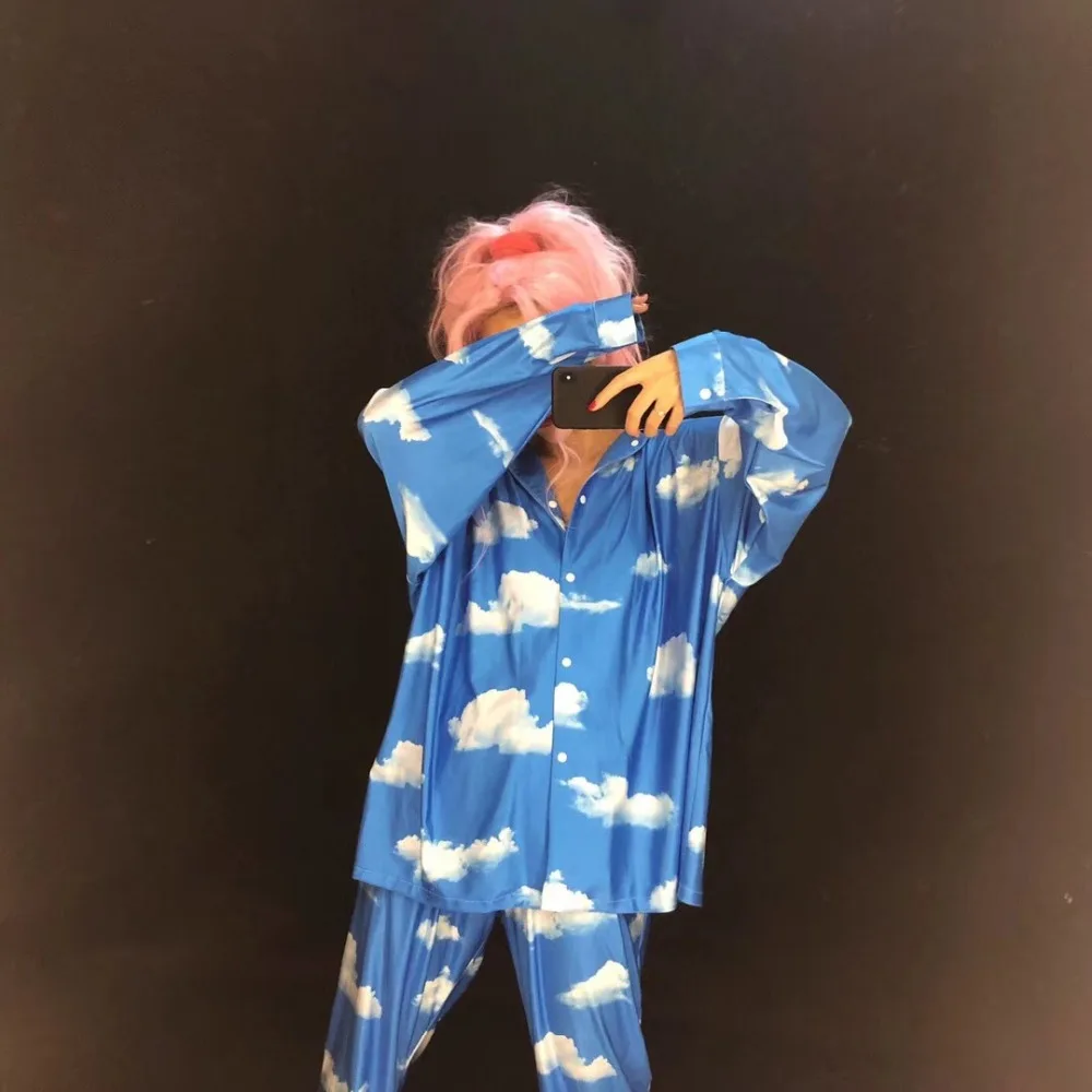 Женское сексуальное голубое небо белое облако с 3D рисунком Женский комплект