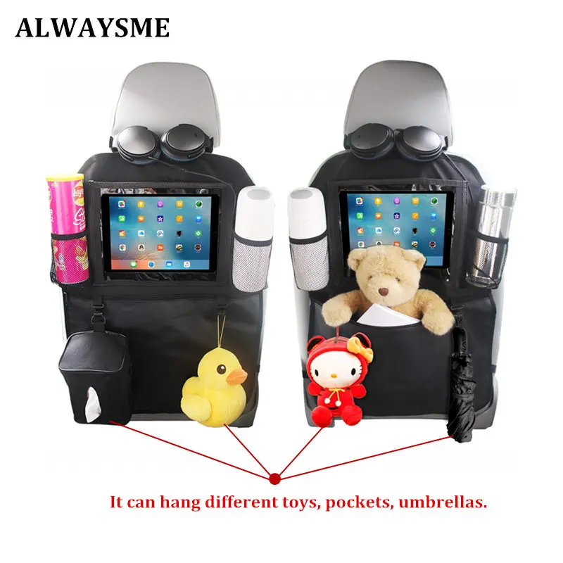 ALWAYSME защита на заднее сиденье автомобиля органайзеры Kick коврики iPad держатель планшета большие Органайзеры для хранения с крючками для путешествий детей