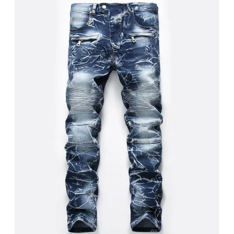 

Mens Jeans Classic Retro Nostalgia Straight Denim Jeans Men Plus Size 28-42 Men Long Pants Trousers Biker Hole Jeans
