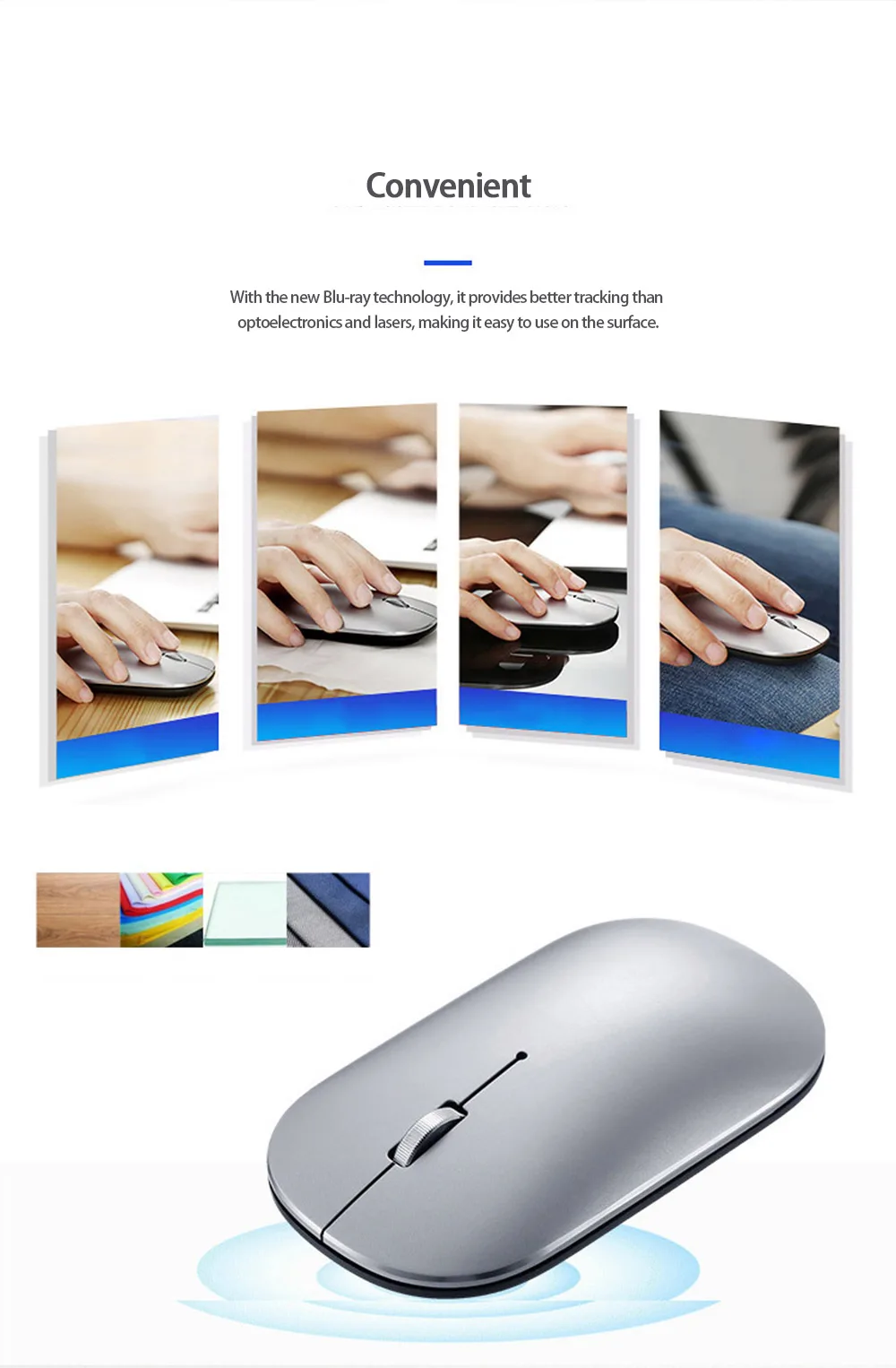 Lenovo Air Dual mode 2,4G Беспроводная/bluetooth мышь ультра-тонкая Бесшумная полностью металлическая