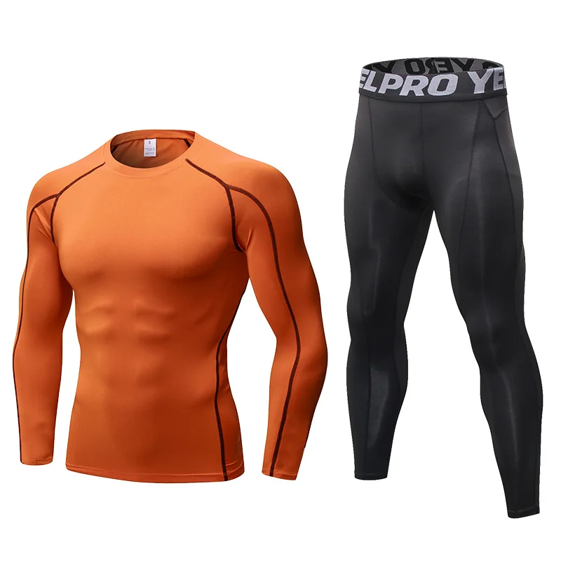 Yuerlian New Compression Tracksuit Fitness Tight Sportswears Running Set T-shirt Leggings Men's Sportswear Gym Sport Suit | Спорт и