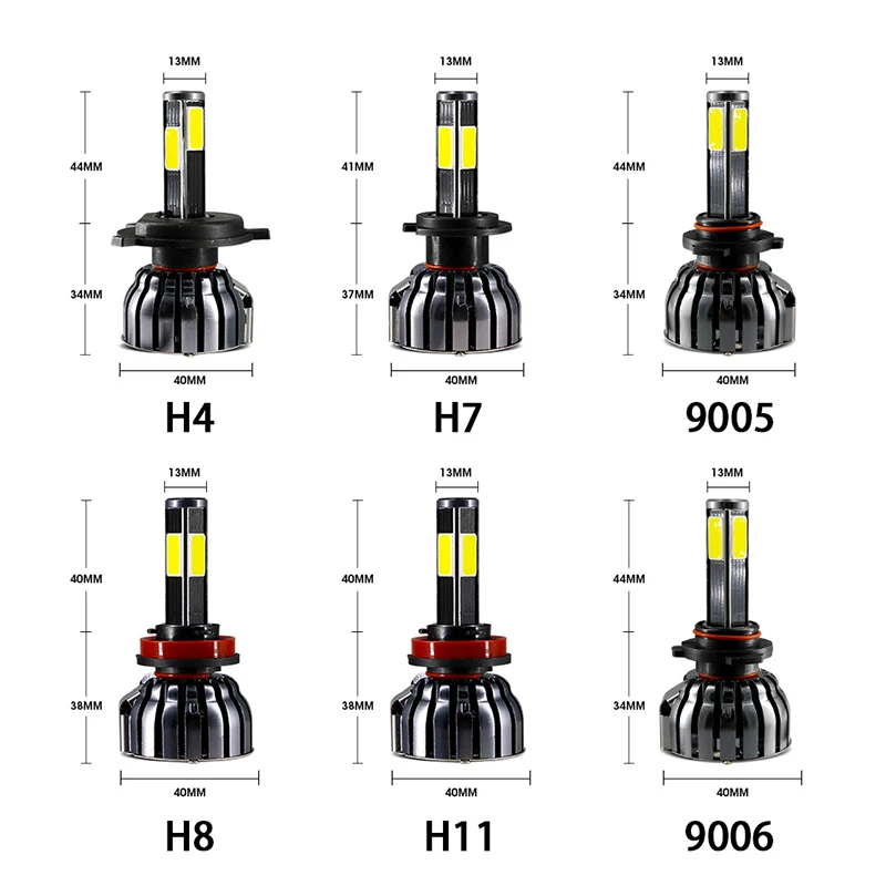 Hlxg Новый 4 боковых люменов COB 12000LM H8 H11 9006 HB4 9005 HB3 комплект автомобильных фар H4