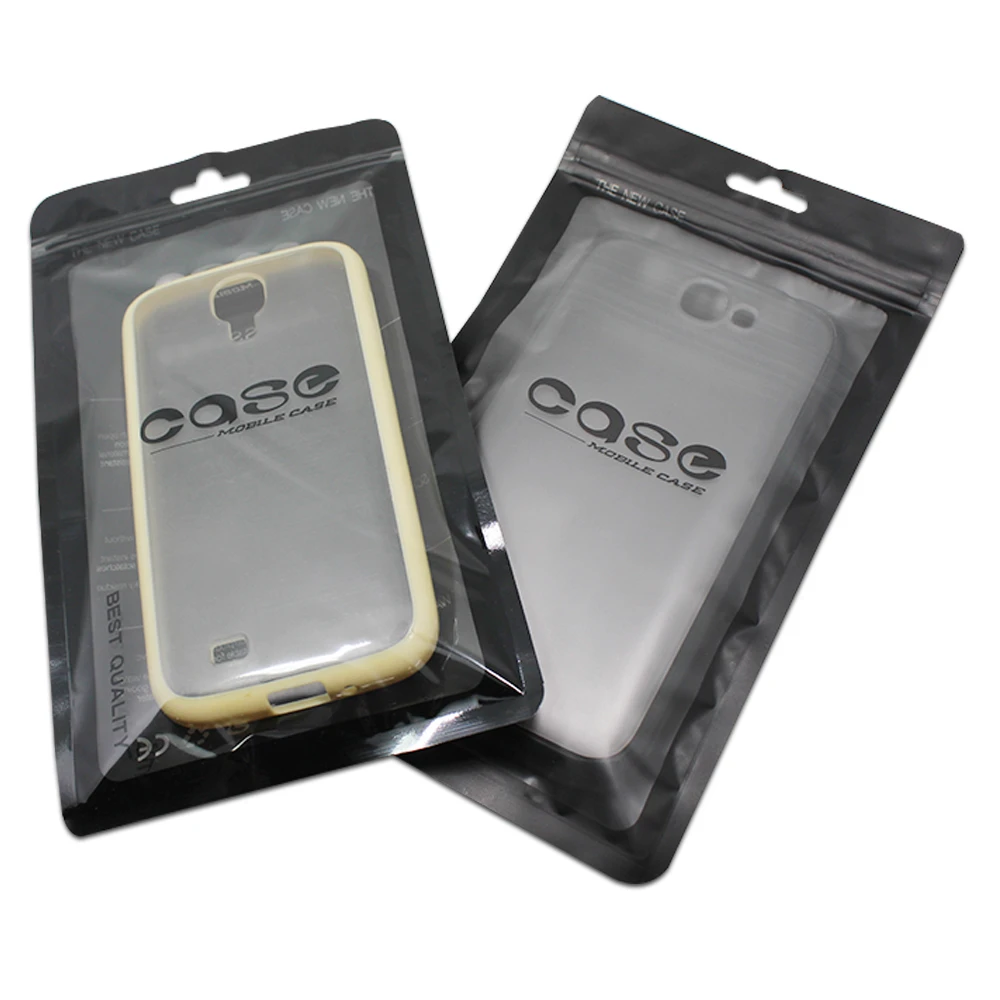 

100pcs/Lot Front Clear Self Sealable Plastic Zipper Pouch for iPhone X 8 Plus Case Storage Zip Lock Hang Hole Package Cover Bag