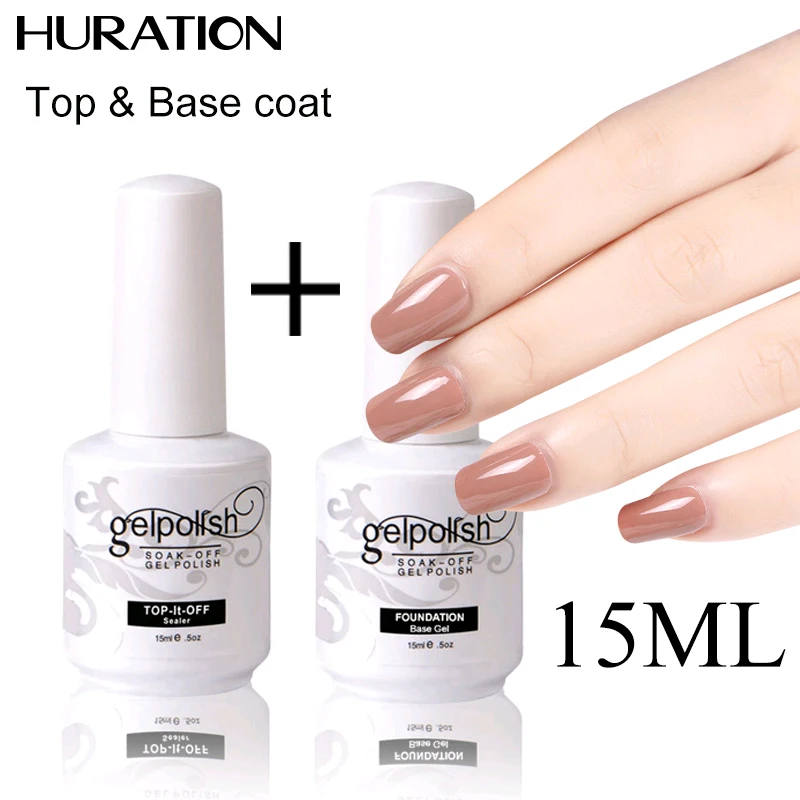 Huration Новое поступление Topcoat + Basecoat 15 мл Гель лак для ногтей гель 2019 замачиваемый УФ