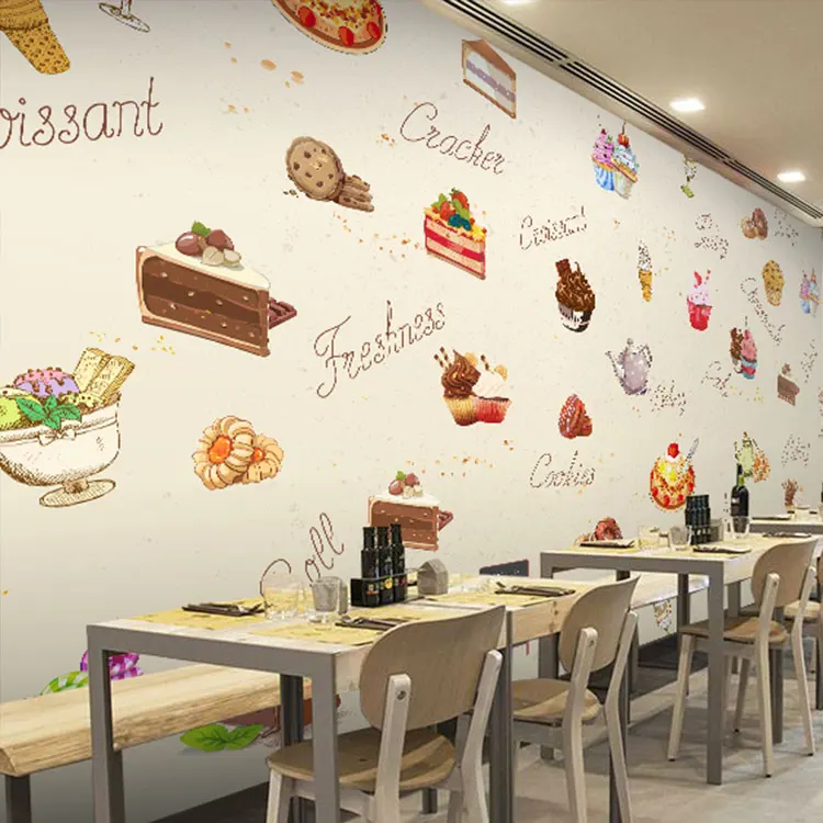 

Custom 3d mural 3D dessert cake gourmet theme restaurant wallpaper cake shop dessert coffee dessert snack bar mural