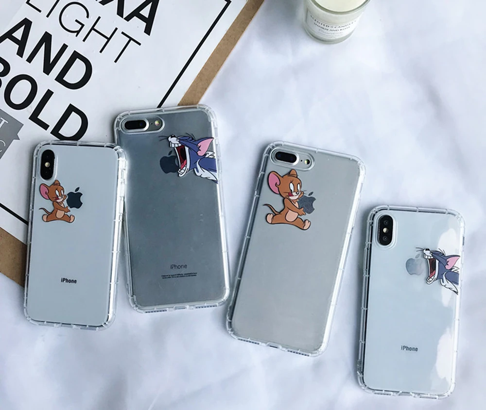 Мультяшная пара том Джерри для iPhone X Xs Max Xr 8 7 5 6 s SE 5S 6Plus 6s Plus 7Plus 8Plus Милая подушка