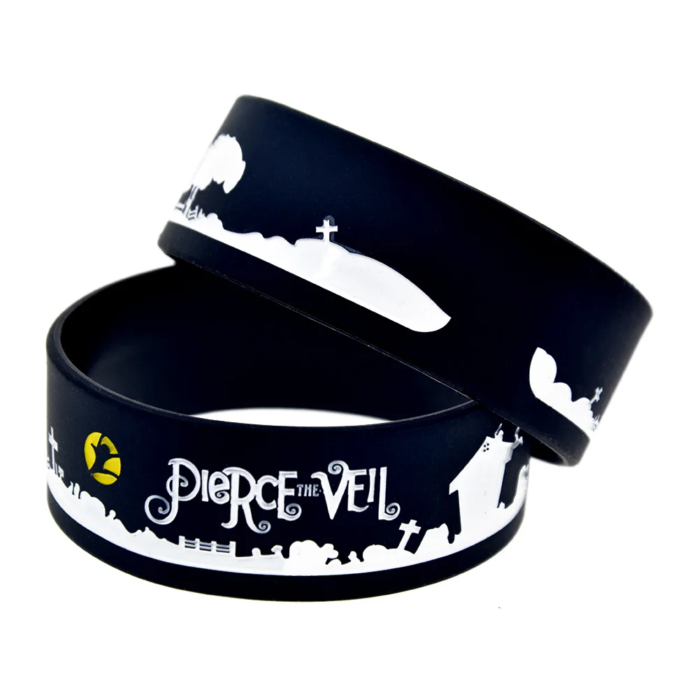 1 шт. Pierce The Veil Wristband Силикона один дюйм широкая черная для фанатов музыки|Браслеты
