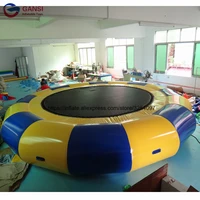 newest hot selling 4m inflatable water trampoline float trampoline park inflatable jumping water bed for entertainment