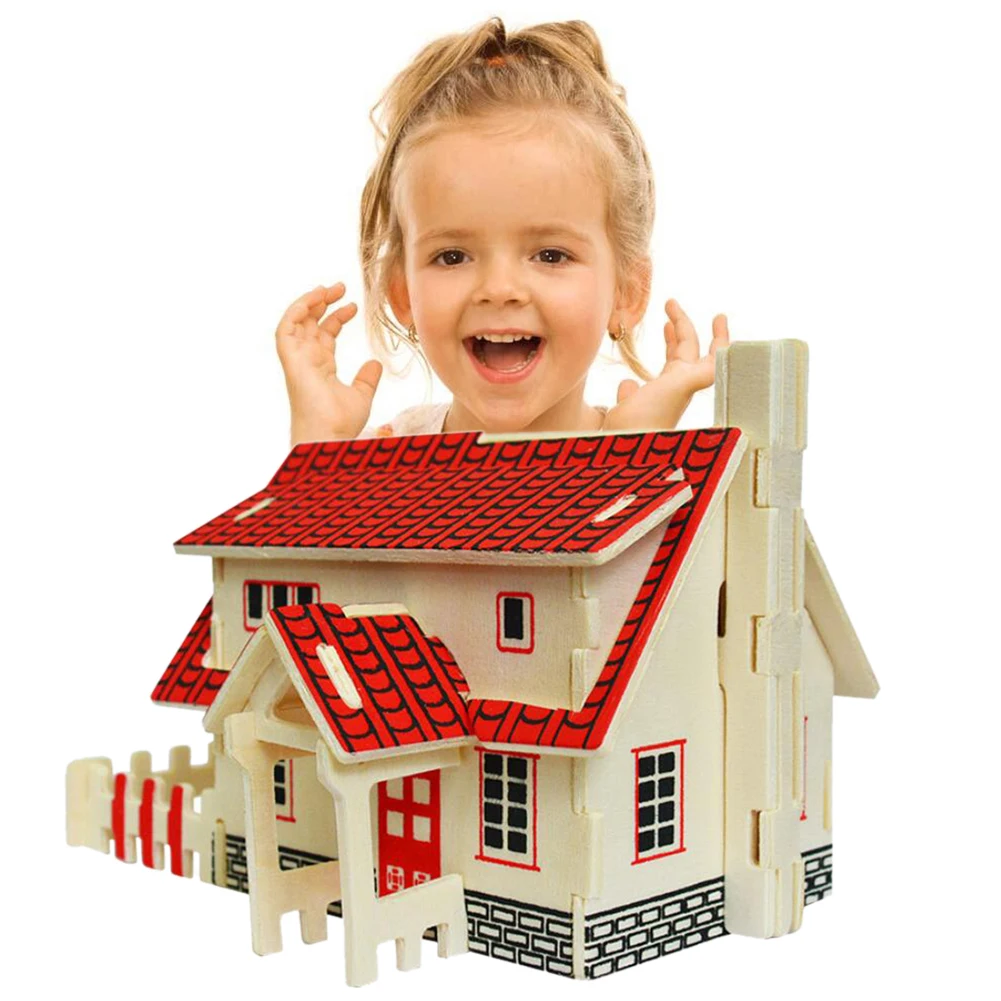 3D режим сделай сам игрушечный дом романтический деревянные головоломки