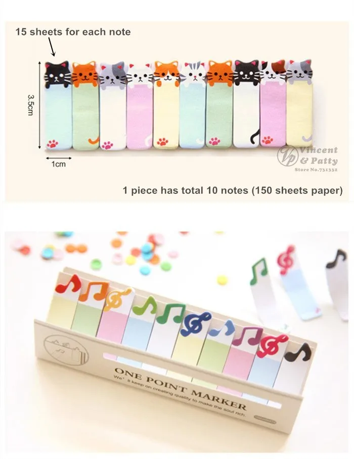 6 шт./лот Мультяшные животные бумага для заметок с одной точкой клейкие заметки