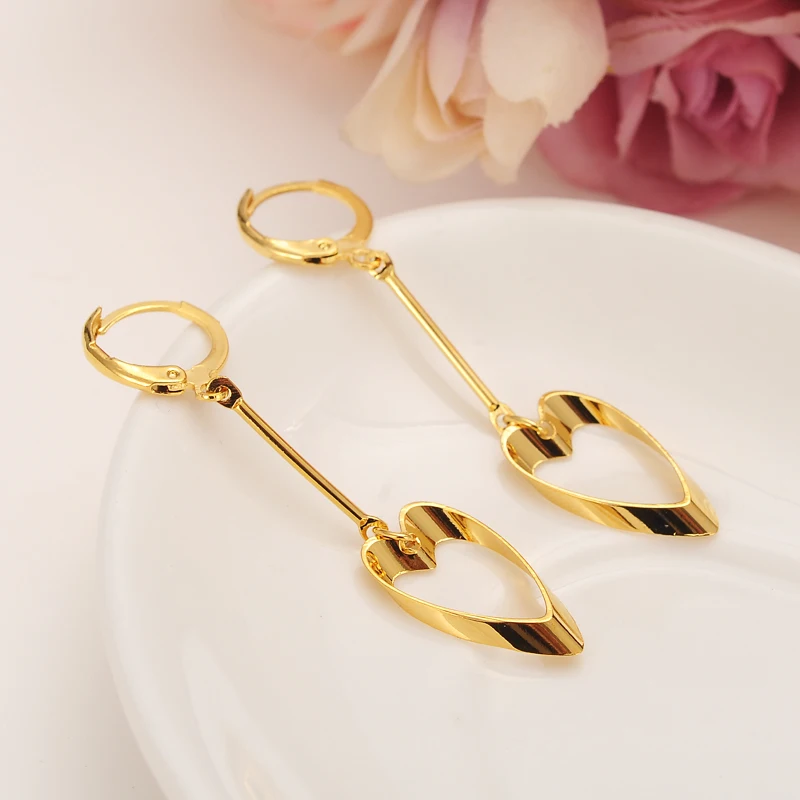 14 k Yellow Fine Solid Gold FINISH Vintage Hollywood Glam Shovel Heart Long Earring 2018 Hot Trend Korean Celeb | Украшения и