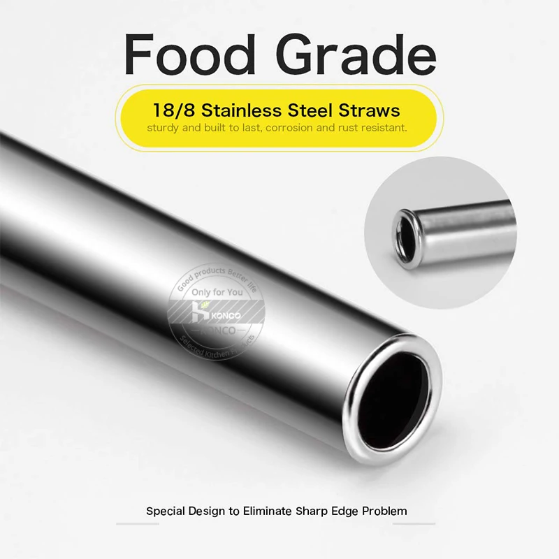 Konco металлические соломинки из нержавеющей стали многоразовые соломенные чайные