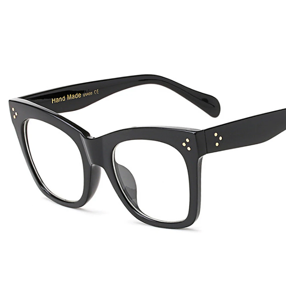 Big Square Eyeglasses Frame Eyewear Black Vintage Rivet Optical Glasses Women Frames Prescription |