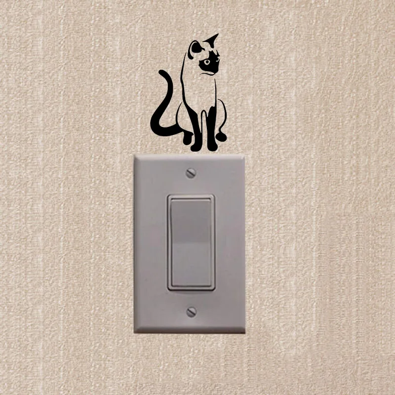 Наклейки с изображением сиамского кота и переключателя животных декоративные