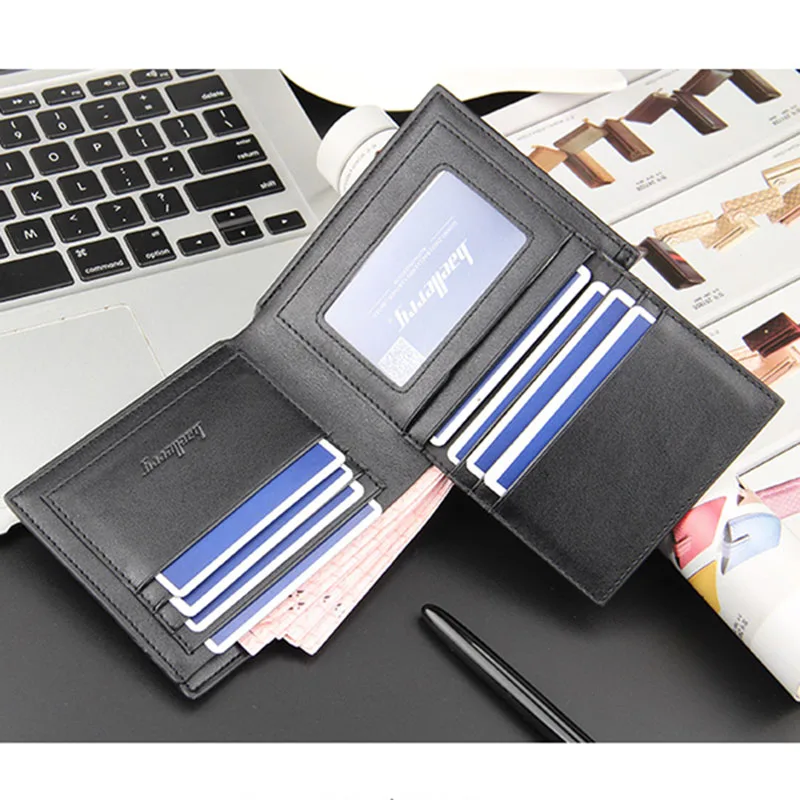 Высококачественный мужской кошелек из искусственной кожи с застежкой