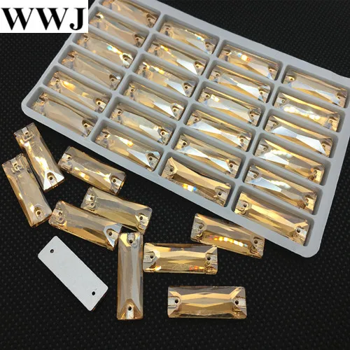 gold champagne Link 2 все размеры и цвета 5x15 мм, 6x18 мм, 7x21 мм, 8x24,9x27 космический багет Пришивные стеклянные хрустальные камни прямоугольные швейные хрустальные бусины - Цвет: gold champagne