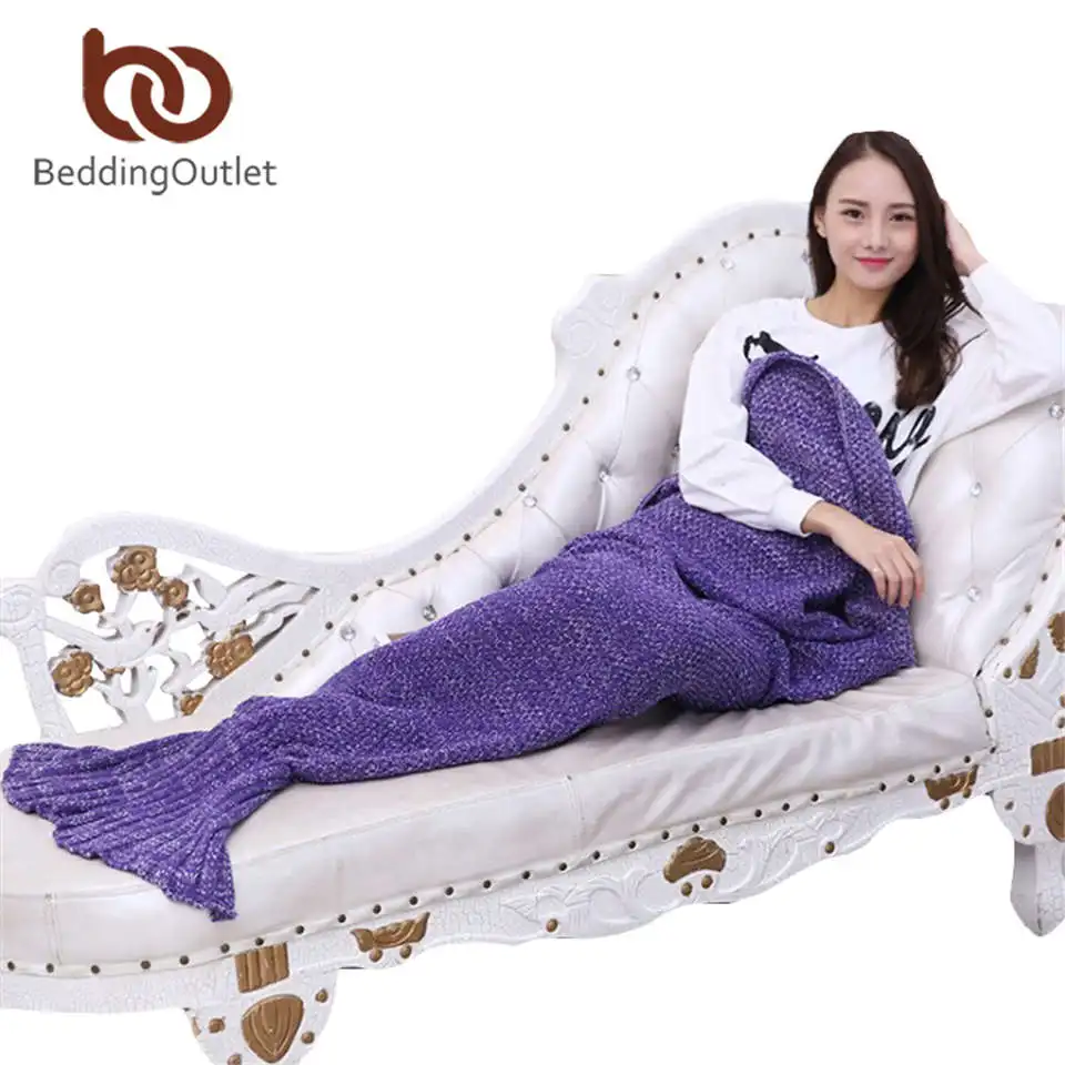 Blanket 010 Постельные принадлежности, выходное одеяло с русалочкой, одеяло с хвостом Русалочки ручной работы для взрослых и детей, разные цвета, 3 размера, мягкое вязаное крючком одеяло Русалочки - Цвет: Blanket 010