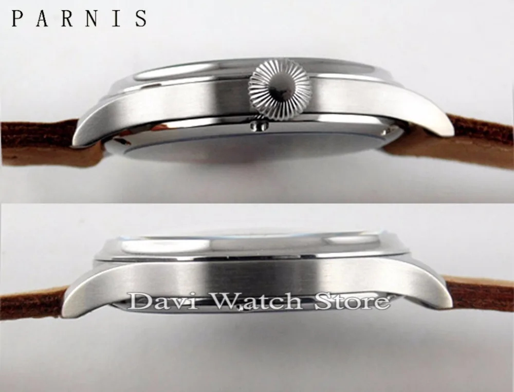 Parnis 44 мм синие светящиеся Механические Мужские 6497 часы с ручным заводом |