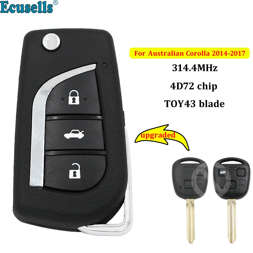 Обновленный дистанционный брелок 314 4 МГц 4D72G чип для Toyota Corolla Австралийский 2014 2017