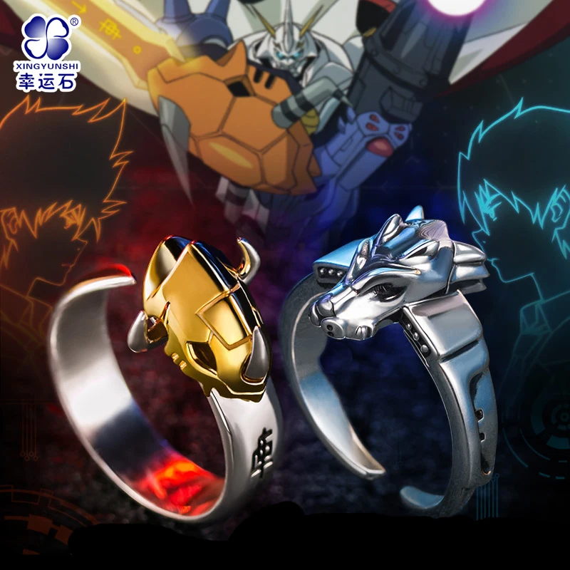 Кольцо Приключения Digimon wargraymon Omegamon S925 Серебряное кольцо регулируемое на 15 ю