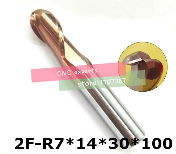 2f-r7*14*30*100 hrc60 твердосплавная квадратная плоская Концевая фреза 4 2 флейты 14 мм