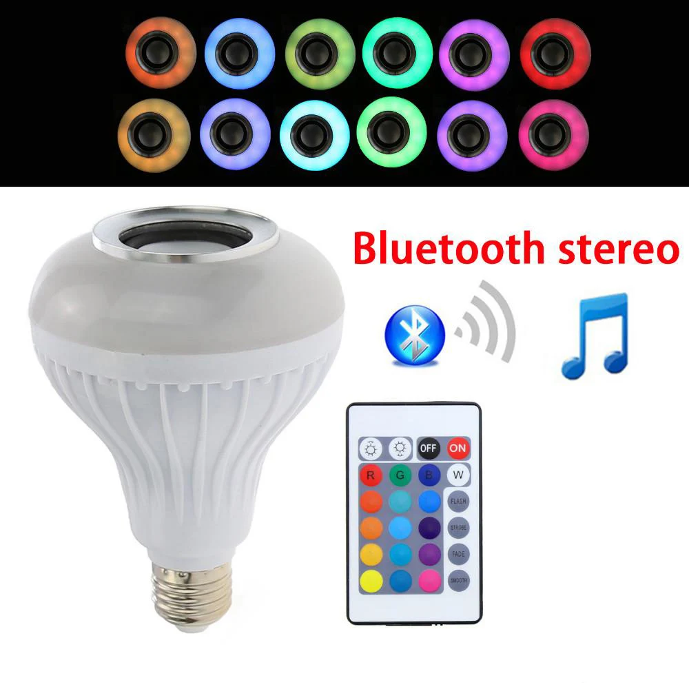 Умный E27 RGB Bluetooth динамик светодиодный светильник 12 Вт с регулируемой яркостью RGBW